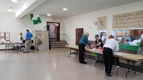 Early room setup - Eileen, Henry, Paul, Marie, Lurine, Jerry, John