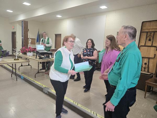 Jane at the board receiving line